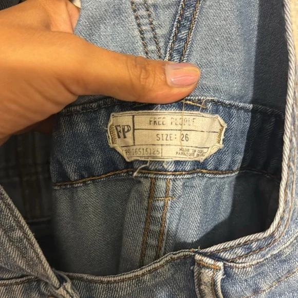 Free People Light Blue Distressed Denim Overalls - Picture 5 of 6